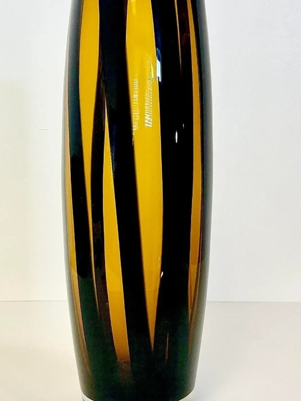 Murano Amber and Black Striped Glass Vase
